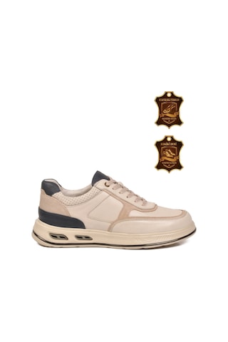 Voyager Ekru Hakiki Deri Erkek Sneaker Konforlu Hafızalı Taban Casual Ayakkabı M692 M