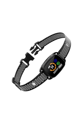 Geeroyoo Akıllı Renkli Ekranlı Otomatik Köpek Eğitim Kolyesi, Titreşimli Havlama Önleyici, Su Geçirmez Siyah