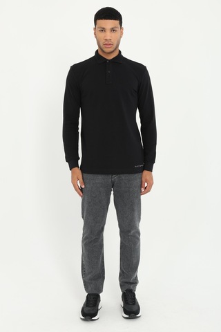 Dufy Erkek Regular Fit Polo Yaka Siyah Sweatshirt-25509