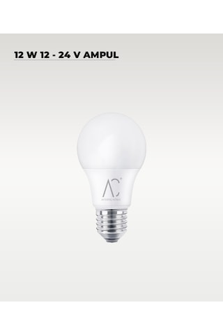 12w 12-24v Ampul 6500k - Beyaz Işık - E-27 Duy - 10 Adet Beyaz
