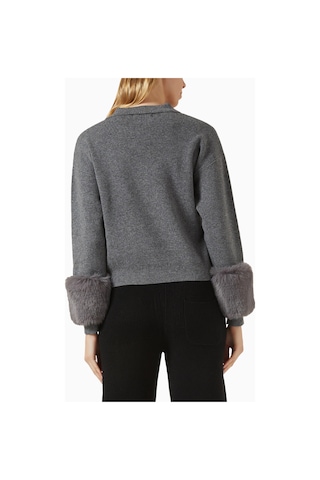 Izaak Azanei Faux Cuff Polo Sweater, Şık Ve Lüks Kadın Yün - Kaşmir Kazak Gri