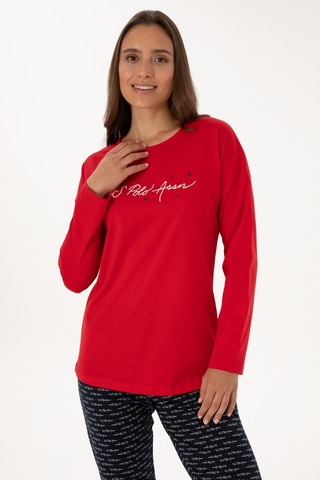 U.s. Polo Assn. Kadın Kırmızı Pijama Takım 50318886-vr030 Kırmızı