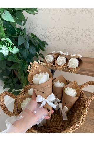 Bernami Mumluk Şamdanpinterest Kişiye Özel Düğün Nişan Söz Hediyelik Gül Model Vanilya Kokulu Buket Mum - 15 Adet Diğer