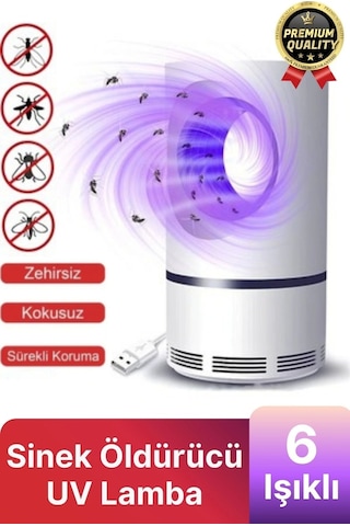Premium Kimyasalsız Sessiz Şarjlı Uv 6 Işıklı Elektrikli Haşere Böcek Sinek Kovucu Öldürücü Lamba