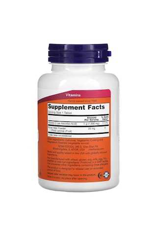 Now Foods C-1000 Ascorbic Acid Rose Hips Kuşburnu 100 Tablet