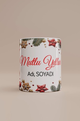 Mutlu Yıllar Yılbaşı Temalı Kupa Bardak Beyaz