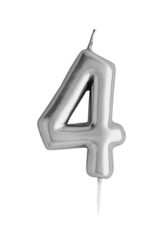 Rakamlı Gümüş Silver Pasta Mumu Yaş 4
