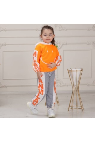 Quzucuk Kids Çocuk Smiley Turuncu Eşofman Seti Turuncu