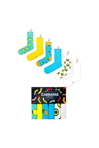 6'lı Desenli Ve Düz Renkli Çorap Seti Renkli