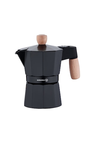 Korkmaz Etna 3 Fincan Siyah Moka Pot 150 ml