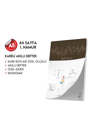 Kareli Not Defteri 64 Sayfa Akıllı Defter Tekli A5 Tam Beyaz Tekli Koyu Mavi, Kırmızı, Turuncu, Kahverengi, Mavi, Yeşil