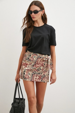 Never More Etnik Desen Mini Etek Bej