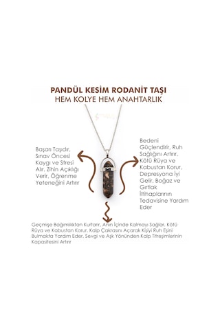 Mystic Energy Doğaltaş Rodanit Taşi Ister Kolye Ister Anahtarlık Bronz