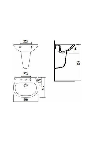 Creavit Sd055 Sedef Yarım Ayak Lavabo 45 x 55 CM Beyaz