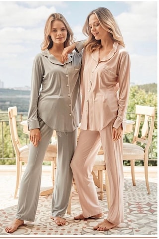 Bone Club 5126 Pudra Noktalı Önden Düğmeli Lohusa Pijama Tk 001