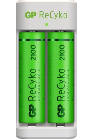 GP Recyko E211 USB AA-AAA Şarj Cihazı + GP Recyko 2100 mAh AA Kalem Pil 2'li