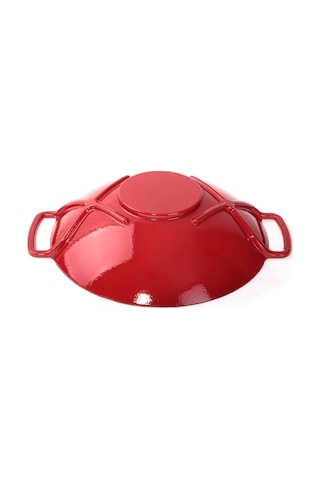 Sürel Wok Tava 35 Cm Kırmızı Demir Döküm Renkli