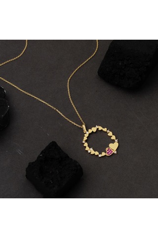Minimal Kalpler Çemberi Altın Kolye