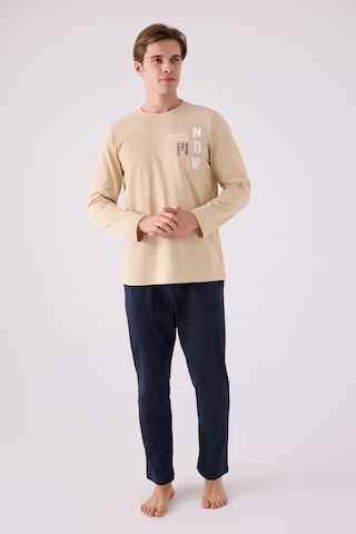 Arnetta 3144 Uzun Kol Erkek Pijama Takımı Bej