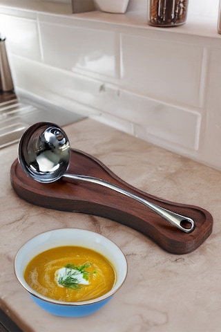 Resto - Ahşap Tezgah Üstü Kirli Kepçe Kaşık Altlığı 28 Cm Kahverengi