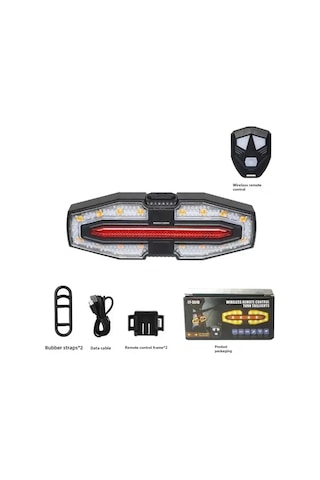 Youtek Usb Şarjlı Akıllı Kumanda Farenin Lambası, Sinyal Ve Fren Led Işığı, Su Geçirmez, Motorlar İçin Gece Kullanımı Uyarı Sireni Siyah 5510