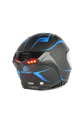 Caspiano Homer Full-face Led Işıklı Matt Black / Blue Motosiklet Kaskı Ece-r 22.06 Sertifikalı Mavi
