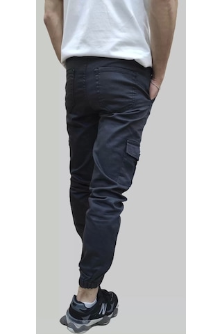 Erkek Jogger Beli Ve Paçası Lastikli Keten Antrasit Kargo Pantolon Antrasit