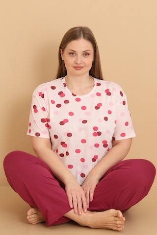 Wordex Mirano 4505 Kısa Kollu Penye Büyük Beden Kadın Pijama Takımı Pembe