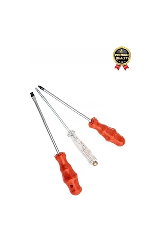 Premium Dayanıklı Ergonomik Vidalama Tamir Tadilat Yıldız Düz Kontrol Kalemi 3'lü Tornavida Seti