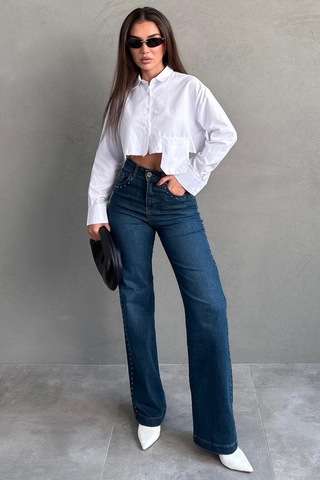 Seeh Mavi Wide Leg Kadın Pantolon Sh351 Basic