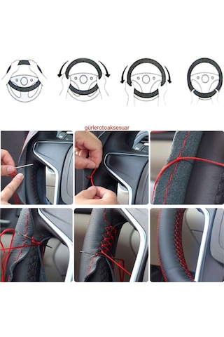 Hyundai Accent 2000-2006 Uyumlu Direksiyon Kılıfı Iki Renkli Yüzüklü Gri-siyah
