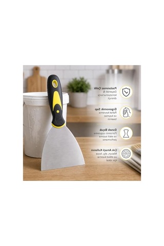 Paslanmaz Çelik İnşaat Spatulası, Plastik Saplı Ve 125 Mm Boyutunda 001 Siyah