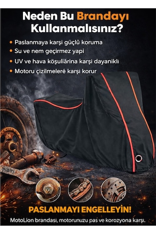 Arora Max Pro 125 Topcaseli Siyah-kırmızı Dikişli Kilitli Motor Brandası,örtü