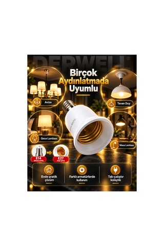 Tekli Paket E14ten E27ye Ampul Duy Çevirici Dönüştürücü Soket İnce Diş Erkek Giriş Kalın Diş Dişi Çıkış Tasarruflu Led Akıllı Ampul Pratik Avize Aparatı Sağlam Gövde Uyumlu Aydınlatma Çözümleri