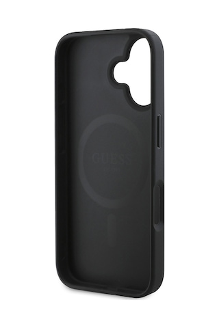 Apple iPhone 16 Uyumlu Kılıf Guess Lisanslı Magsafe Şarj Özellikli Small 4g Classic Kapak Siyah