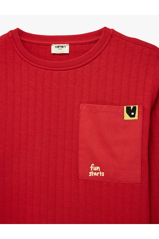 Koton Pamuklu Uzun Kollu Bisiklet Yaka Baskılı Oversize Sweatshirt Kırmızı 6skb10419tk Kırmızı