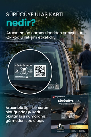 Sürücüye Ulaş Qr Kodlu Araç Cam Etiketi - Numaranız Görünmez 1 Adet