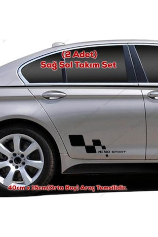 Citroen Nemo İçin Uyumlu Aksesuar Kapı Altı Oto Sticker Set Siyah Sağ-sol 40 15 Cm