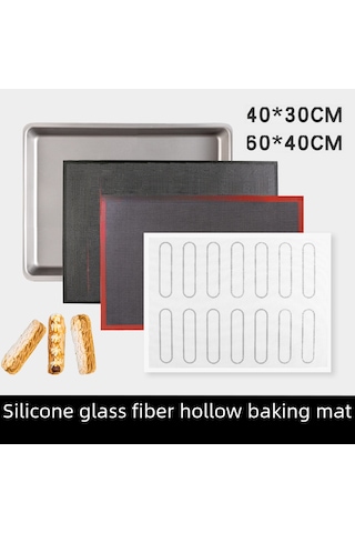 Moveevo Güçlü Fiberglas Tabanlı Silikon Fırın Matı - 16 Yuvarlak Puf/ Kurabiye Kalıbı, Anti Yapışkan, 60x40 Cm Beyaz Dik Köşeli, Profesyonel Pastacılık İçin Diğer