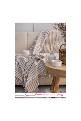 Klasik Pamuklu Koltuk Örtüsü 170x300 Cm Kazayağı Desen Koltuk Örtüsü Bej