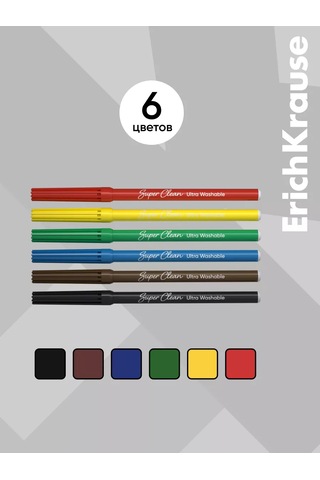 Erichkrause Safari Ultra Washable 6 Renkli Keçeli Kalemler 189489751