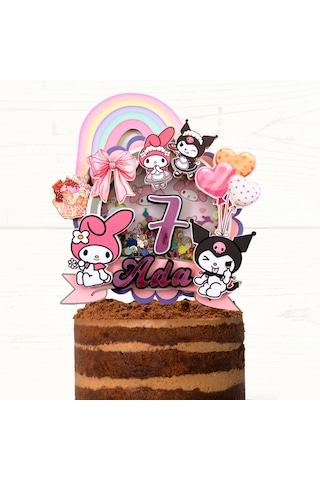 My Melody Kuromi Temalı Kız Çocuk Doğum Günü İsme Özel 3d Pasta Süsü Cake Topper Çocuk