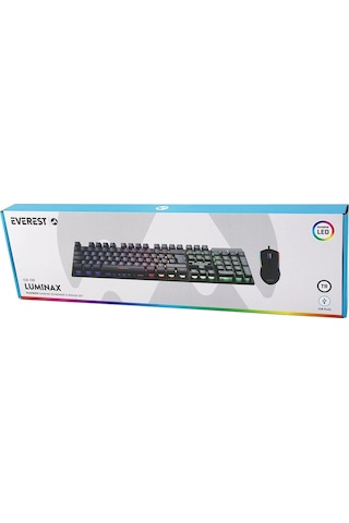 Siyah Gökkuşağı Işıklı Usb Kablolu Oyuncu Klavye - Mouse Set 5365 Diğer