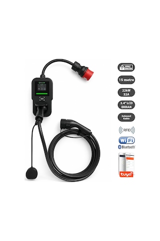 Truwatt Ztv515 22kw Taşınabilir Wallbox Elektrikli Araç Şarj Cihazı 32a/380v 15 Metre Truwatt Ztv515 22kw Taşınabilir Wallbox Elektrikli Araç Şarj Cihazı 32a/380v 15 Metre