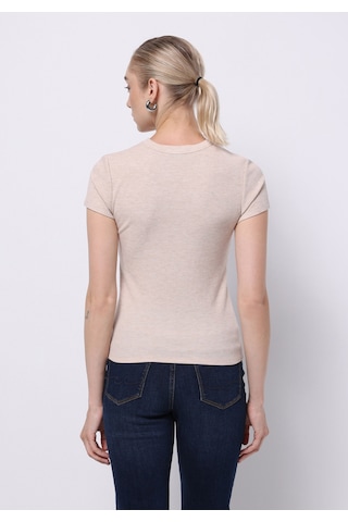 Colin's Colins Slim Fit Yuvarlak Yaka Düz Kadın Bej Kısa Kol Tişört Cl1075453 Q1.v1 Bme