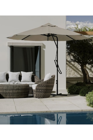 Bahçe Balkon Cafe Şemsiye 290x290 Cm Katlanır Ekru