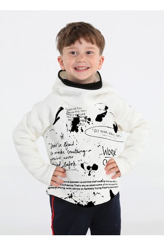 Casabony Ninja Casa Baskılı Ekru Unisex Sweatshirt-Ekru
