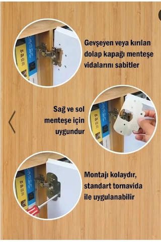 2 Adet Menteşe Tamir Seti Dolap Kapak Tamir Sacı