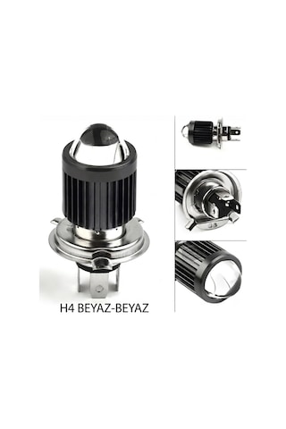 Far Ampulü Led Otomobil H4 Mercek Beyaz-beyaz 1 Adet
