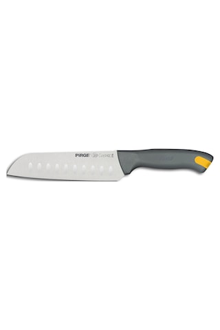 Santoku Bıçağı Oluklu Pirge 37168 18Cm50X180X3Mm Bileme Fabrika Ayarı Gri - Sarı
